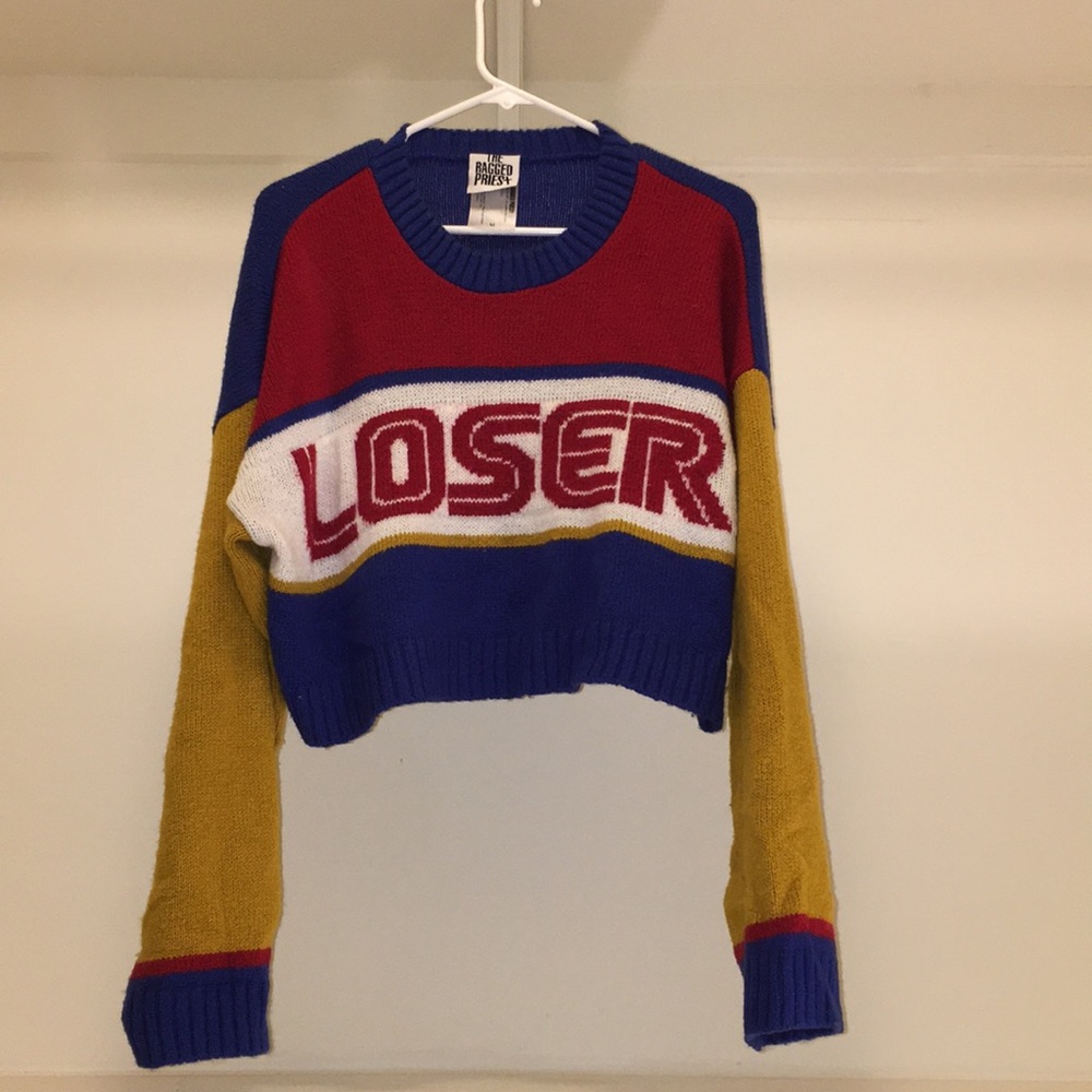 Retro “LOSER” Cropped Sweater